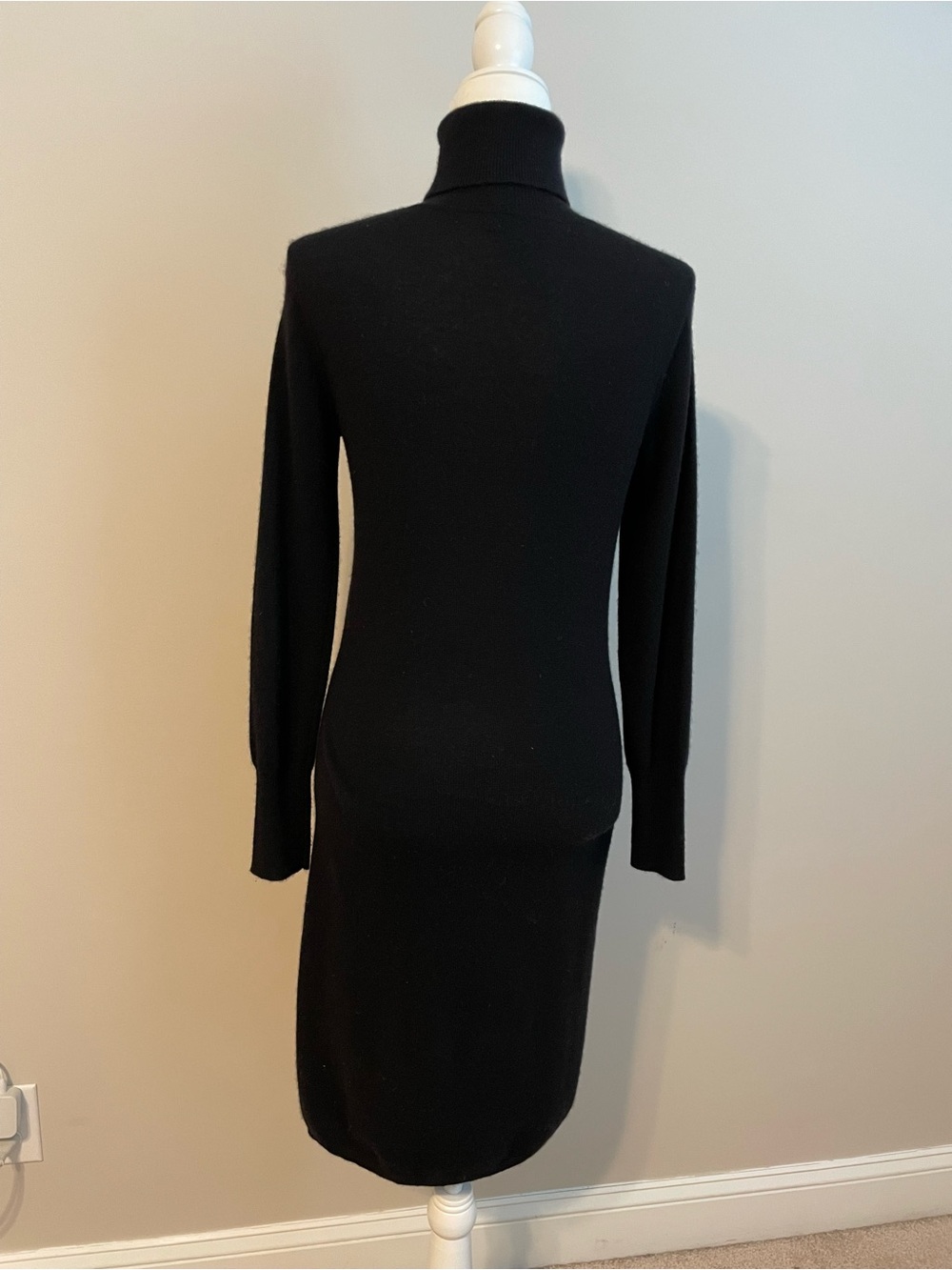 Neiman Marcus Black Cashmere Turtleneck Midi Dress